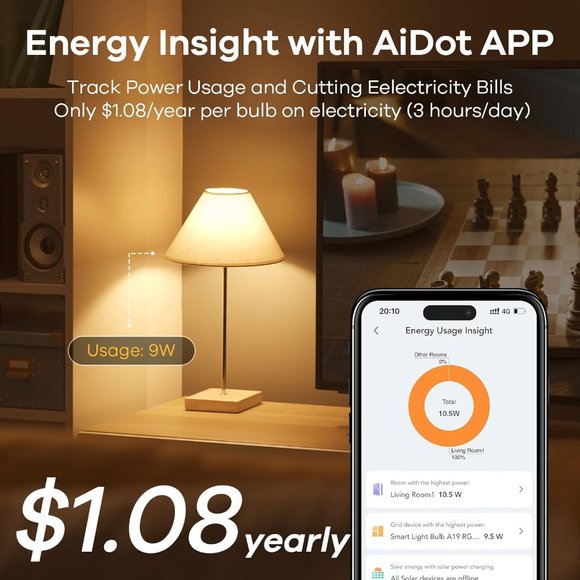 Linkind Matter WiFi Smart Light Bulbs Work with Apple Home/Siri/Google Home/Alex - Picture 3 of 9